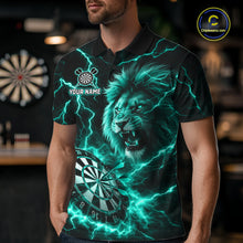 Load image into Gallery viewer, Custom Turquoise Dartboard Thunder Lightning Lion Darts Shirt For Men, Darts League Team Jersey TDM5816