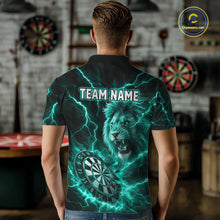Load image into Gallery viewer, Custom Turquoise Dartboard Thunder Lightning Lion Darts Shirt For Men, Darts League Team Jersey TDM5816