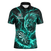 Load image into Gallery viewer, Custom Turquoise Dartboard Thunder Lightning Lion Darts Shirt For Men, Darts League Team Jersey TDM5816