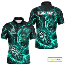 Load image into Gallery viewer, Custom Turquoise Dartboard Thunder Lightning Lion Darts Shirt For Men, Darts League Team Jersey TDM5816