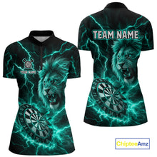Load image into Gallery viewer, Custom Turquoise Dartboard Thunder Lightning Lion Darts Shirt For Women, Darts League Team Jersey TDM5816