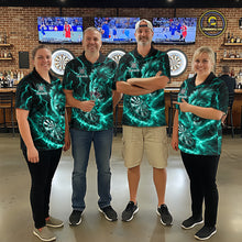 Load image into Gallery viewer, Custom Turquoise Dartboard Thunder Lightning Lion Darts Shirt For Women, Darts League Team Jersey TDM5816