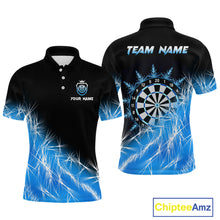 Load image into Gallery viewer, Blue Icy Lights Mens Darts Polo &amp; Quarter Zip Custom Dart Shirts For Team Darts Jerseys TDM3799