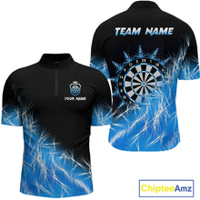 Load image into Gallery viewer, Blue Icy Lights Mens Darts Polo &amp; Quarter Zip Custom Dart Shirts For Team Darts Jerseys TDM3799