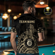 Load image into Gallery viewer, Custom Black And Gold Tribal Butterfly Billiard Shirts For Men | 8 Ball Pool Team Jerseys TDM4688