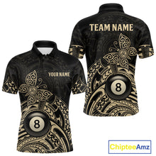 Load image into Gallery viewer, Custom Black And Gold Tribal Butterfly Billiard Shirts For Men | 8 Ball Pool Team Jerseys TDM4688