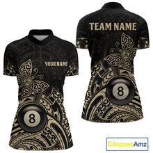 Load image into Gallery viewer, Custom Black And Gold Tribal Butterfly Billiard Shirts For Women | 8 Ball Pool Team Jerseys TDM4688
