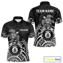 Load image into Gallery viewer, Custom White Black Tribal Turtle Billiard Shirts For Men | 8 Ball Pool Team Jerseys TDM4690