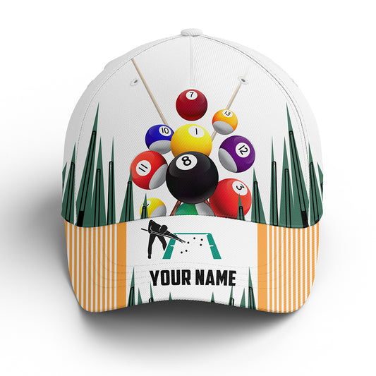 Multicolor Billiard Balls Custom Name 3D Billiard Hats, Personalized Billiard Classic Caps For Player TDM0235