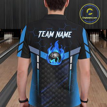 Load image into Gallery viewer, Black And Blue Bowling Jersey For Men Custom Flame Bowling Shirt Team Polo &amp; Quarter Zip TDM5823