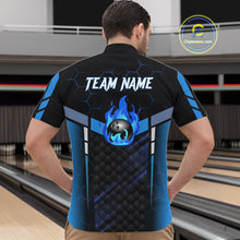 Load image into Gallery viewer, Black And Blue Bowling Jersey For Men Custom Flame Bowling Shirt Team Polo &amp; Quarter Zip TDM5823