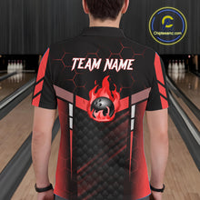 Load image into Gallery viewer, Black And Red Bowling Jersey For Men Custom Flame Bowling Shirt Team Polo &amp; Quarter Zip TDM5824