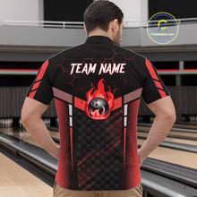 Load image into Gallery viewer, Black And Red Bowling Jersey For Men Custom Flame Bowling Shirt Team Polo &amp; Quarter Zip TDM5824