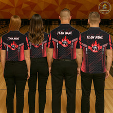 Load image into Gallery viewer, Black And Red Bowling Jersey For Men Custom Flame Bowling Shirt Team Polo &amp; Quarter Zip TDM5824