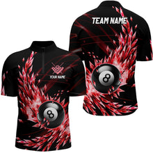 Load image into Gallery viewer, 3D Red Frozen Ice Custom Men Billiard Polo &amp; Quarter-Zip Shirts, 8 Ball Pool Billiard Attire Jersey TDM1705