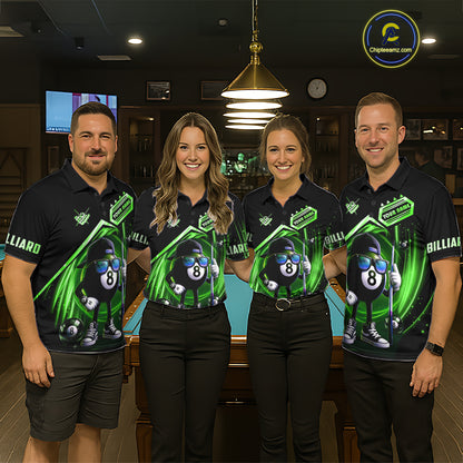 Green Funny 8 Ball Billiard Shirt For Women Custom Pool Team Shirt, Billiard Jersey Polo & 1/4 Zip TDM5833