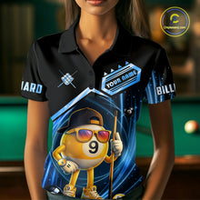 Load image into Gallery viewer, Blue Funny 9 Ball Billiard Shirt For Women Custom Pool Team Shirt, Billiard Jersey Polo &amp; 1/4 Zip TDM5834