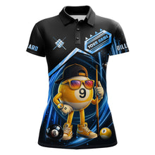 Load image into Gallery viewer, Blue Funny 9 Ball Billiard Shirt For Women Custom Pool Team Shirt, Billiard Jersey Polo &amp; 1/4 Zip TDM5834