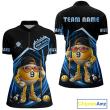 Load image into Gallery viewer, Blue Funny 9 Ball Billiard Shirt For Women Custom Pool Team Shirt, Billiard Jersey Polo &amp; 1/4 Zip TDM5834