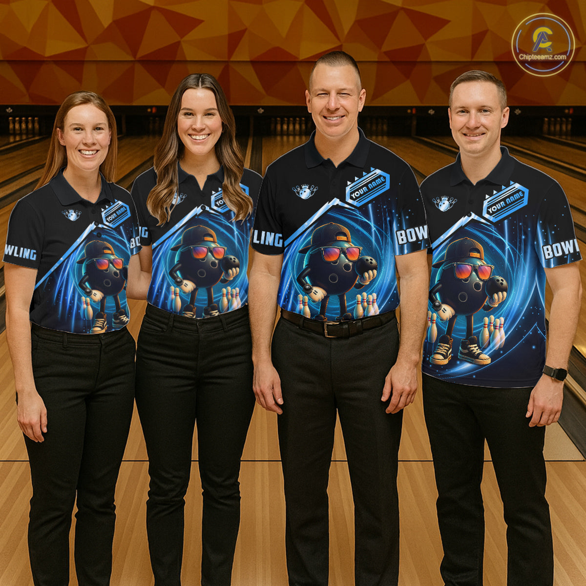 Blue Funny Bowling Ball Shirt For Women Custom Bowling Jersey, Bowling Team Shirt Polo & Quarter Zip TDM5836