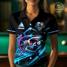 Load image into Gallery viewer, Blue 8 Ball &amp; 10 Ball Pool Billiard Shark Polo &amp; Quarter Zip For Women Custom Team Billiard Jerseys TDM4090