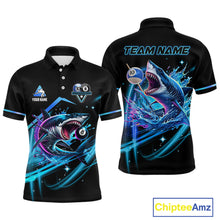 Load image into Gallery viewer, Blue 8 Ball &amp; 10 Ball Pool Billiard Shark Polo &amp; Quarter Zip For Men Custom Team Billiard Jerseys TDM4090