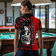 Load image into Gallery viewer, Personalized Red 8 Ball Skull Billiard Shirt For Women Custom Pool Team Jersey, Billiard Outfit TDM4459