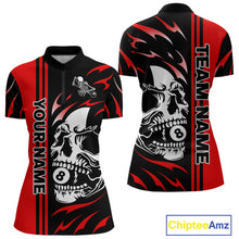 Load image into Gallery viewer, Personalized Red 8 Ball Skull Billiard Shirt For Women Custom Pool Team Jersey, Billiard Outfit TDM4459