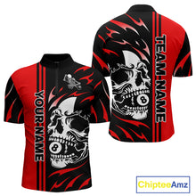 Load image into Gallery viewer, Personalized Red 8 Ball Skull Billiard Shirt For Men Custom Pool Team Jersey, Billiard Outfit TDM4459