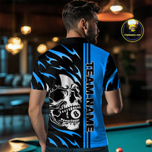 Load image into Gallery viewer, Personalized Blue 8 Ball Skull Billiard Shirt For Men Custom Pool Team Jersey, Billiard Outfit TDM4460