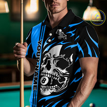 Load image into Gallery viewer, Personalized Blue 8 Ball Skull Billiard Shirt For Men Custom Pool Team Jersey, Billiard Outfit TDM4460