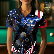 Load image into Gallery viewer, American Flag Eagle 8 Ball Pool Lightning Billiard Shirt For Women Custom Patriotic Billiard Jersey TDM4704