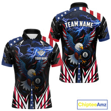 Load image into Gallery viewer, American Flag Eagle 8 Ball Pool Lightning Billiard Shirt For Men Custom Patriotic Billiard Jersey TDM4704