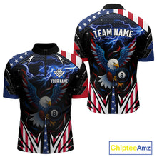 Load image into Gallery viewer, American Flag Eagle 8 Ball Pool Lightning Billiard Shirt For Men Custom Patriotic Billiard Jersey TDM4704