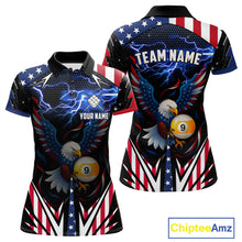 Load image into Gallery viewer, American Flag Eagle 9 Ball Pool Lightning Billiard Shirt For Women Custom Patriotic Billiard Jersey TDM4705