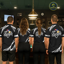 Load image into Gallery viewer, Personalized 8 Ball &amp; 9 Ball Pool Billiard Polo, 1/4 Zip For Men Custom Team Billiard Jersey |White TDM5600