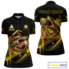 Load image into Gallery viewer, Yellow 9 Ball Pool Billiard Shark Polo &amp; Quarter Zip For Women Custom Team League Billiard Jerseys TDM4475