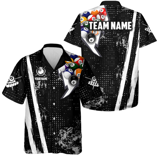 Personalized Retro Grunge Hawaiian Billiard Shirts, 8 Ball Pool Team Jerseys For Men & Women |White TDM4716