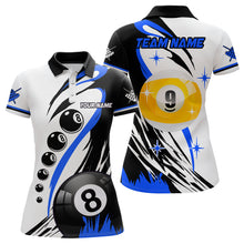 Load image into Gallery viewer, Personalized Billiard 8 Ball &amp; 9 Ball Pool Shirts For Women Custom Billiard Team Jerseys | Blue TDM2409
