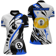 Load image into Gallery viewer, Personalized Billiard 8 Ball &amp; 9 Ball Pool Shirts For Women Custom Billiard Team Jerseys | Blue TDM2409