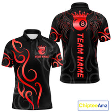 Load image into Gallery viewer, Black And Red 8 Ball Crown Tribal Billiard Shirt For Men Custom Pool Jersey Billiard Team Shirt TDM4725