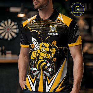 Personalized Funny Bee Lightning Darts Shirt For Men Custom Yellow Black Darts Jersey, Darts Gift TDM4738