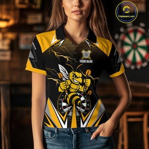 Personalized Funny Bee Lightning Darts Shirt For Women Custom Yellow Black Darts Jersey, Darts Gift TDM4738
