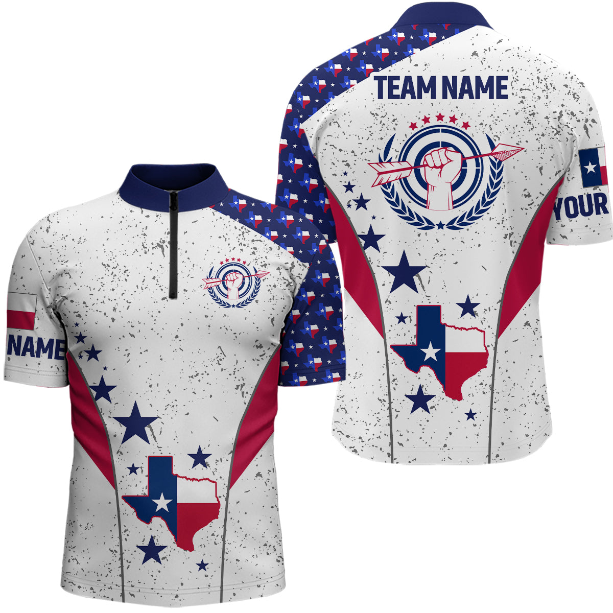 Texas Archery Grunge Style Customized Men Quarter-Zip Shirts, Texas Flag Shirts For Player TDM0682