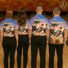 Load image into Gallery viewer, Funny Tropical Rooster Chicken Bowling Shirt For Men Custom Vintage Bowling Jersey Polo &amp; 1/4 Zip TDM6475