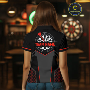 Darts Jersey For Women Custom Polo & Quarter Zip Darts Tournament Team Shirt  |Red TDM4746
