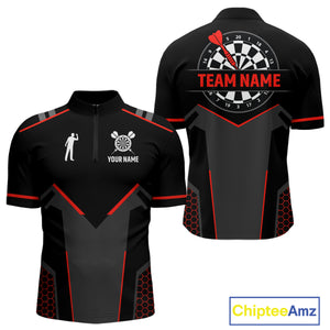 Darts Jersey For Men Custom Polo & Quarter Zip Darts Tournament Team Shirt  |Red TDM4746