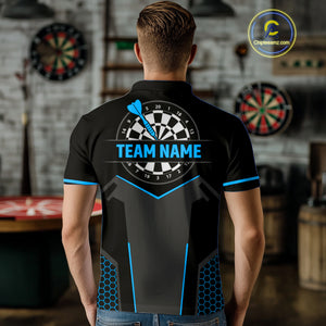 Darts Jersey For Men Custom Polo & Quarter Zip Darts Tournament Team Shirt  |Blue TDM4747