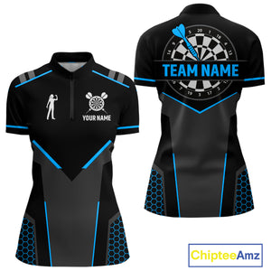 Darts Jersey For Women Custom Polo & Quarter Zip Darts Tournament Team Shirt  |Blue TDM4747