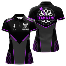 Load image into Gallery viewer, Darts Jersey For Women Custom Polo &amp; Quarter Zip Darts Tournament Team Shirt  |Purple TDM4748